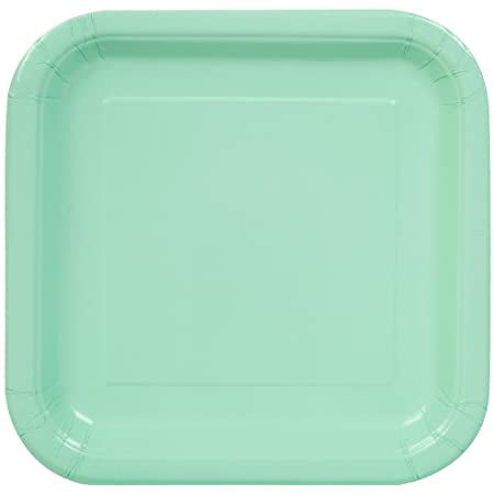 9" Square Mint Green Plates 14pk