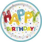 Happy Balloon Birthday 9"Paper Plates 8pk