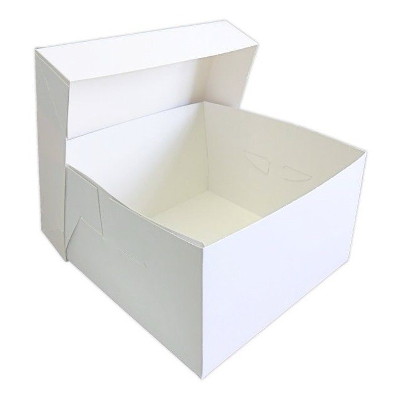 Stapleless Cake Box With Separate Lid WHITE 8"