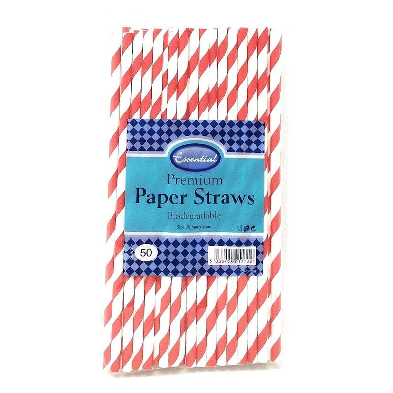 Stripe paper straws RED X 50