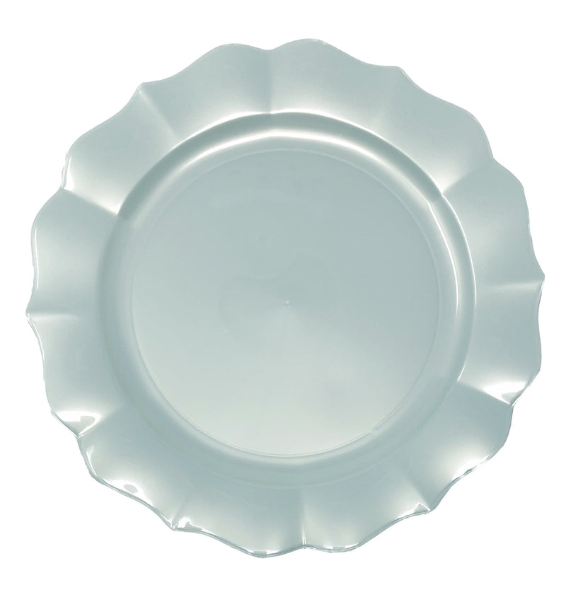 10" Scallop Pearl Turq Dinner Plate 10pk