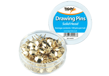 Tiger Brass Drawing Pins 100pk