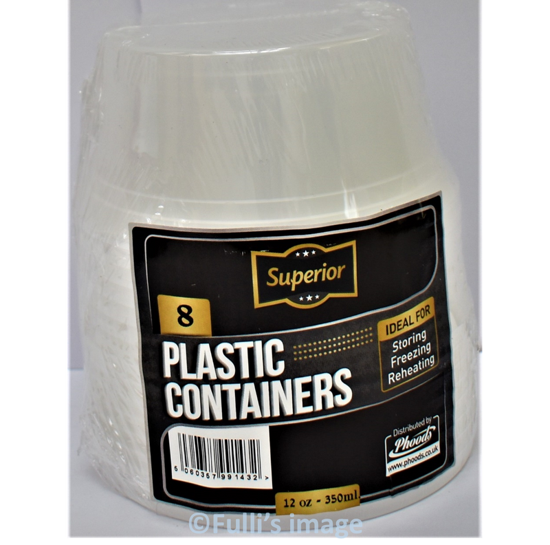 Superior Round Plastic Containers 12oz 8pk