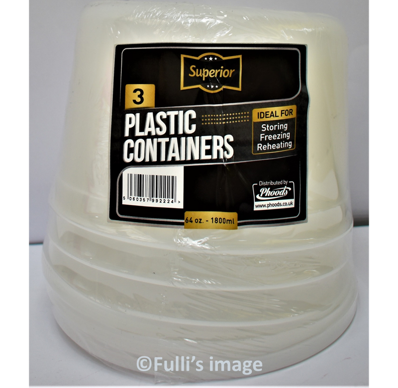 Superior Round Plastic Containers 64oz pk 3