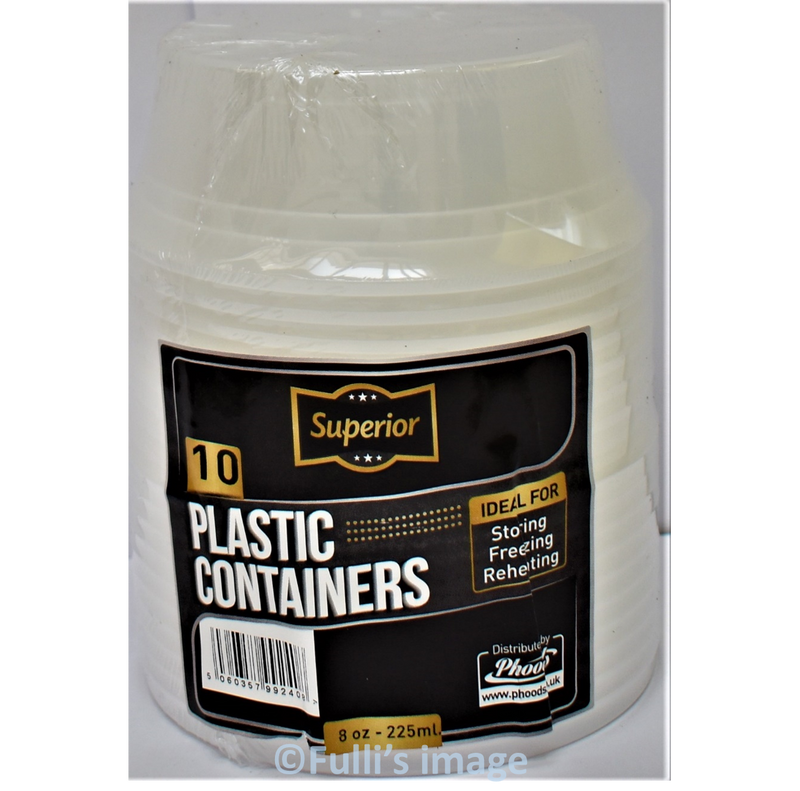 Superior Round Plastic Containers 8oz pk 10