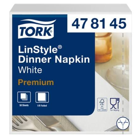 Tork LinStyle White Dinner Napkins 50pk