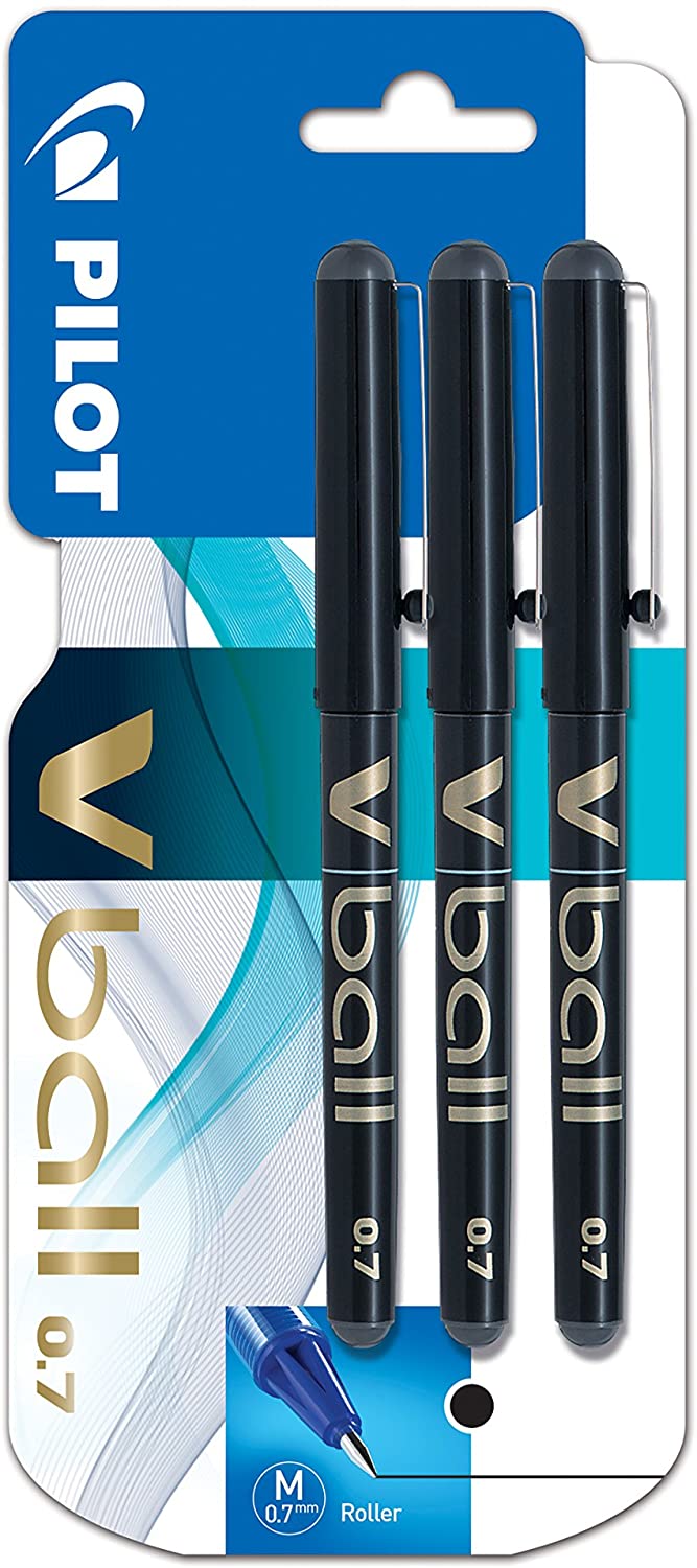 Pilot Vball 0.7mm Black Pens 3pk