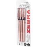 Zebra Rose Gold Pens Black 3pk