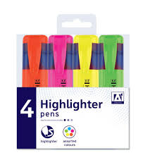 Highlighters Assorted Colours 4pk